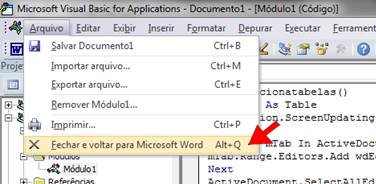 Fechar e Voltar para o Word Fechar e Voltar para o Word