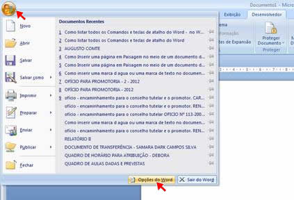Opções do Word Opções do Word