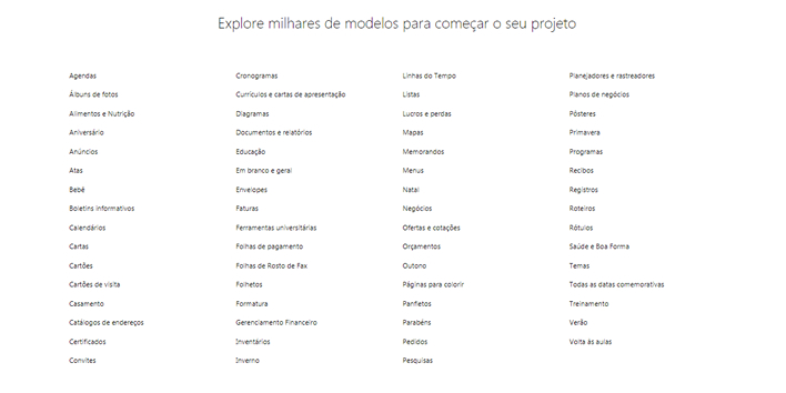 todas as categorias de modelos do Office todas as categorias de modelos do Office