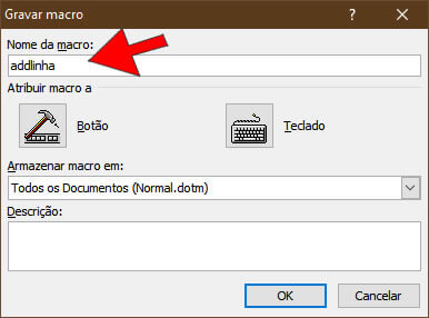 Nome da Macro Nome da Macro