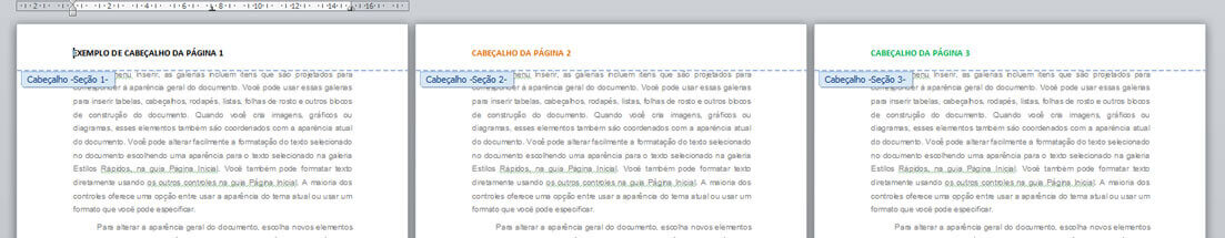Cabeçalho diferente em todas as páginas Cabeçalho diferente em todas as páginas