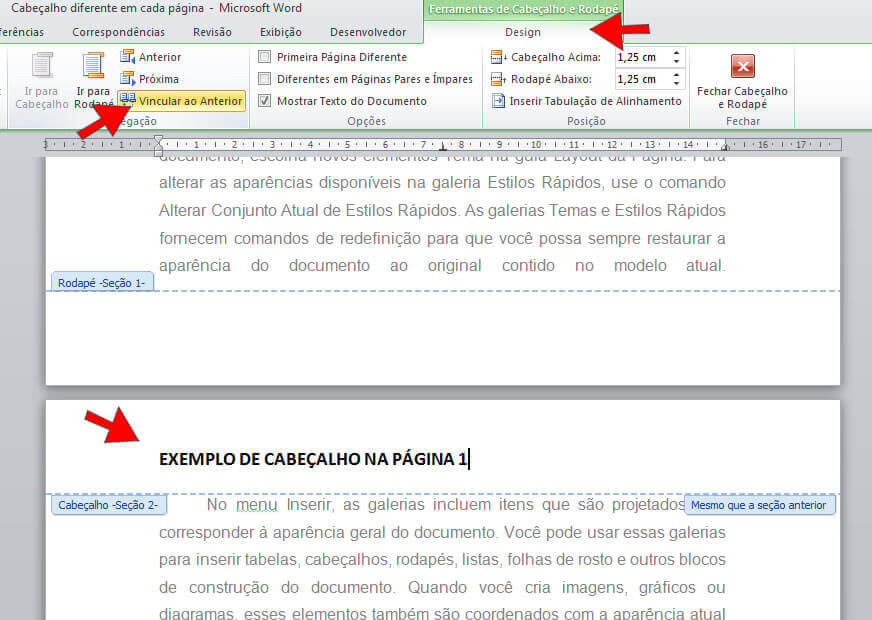 Vincular ao anterior Vincular ao anterior