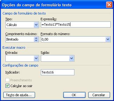 opções do campo de formulário texto opções do campo de formulário texto