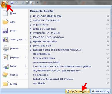 Opções do Word Opções do Word