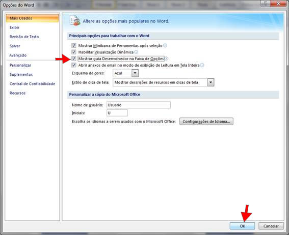 Exibir a Guia Desenvolvedor no Word 2007 Exibir a Guia Desenvolvedor no Word 2007