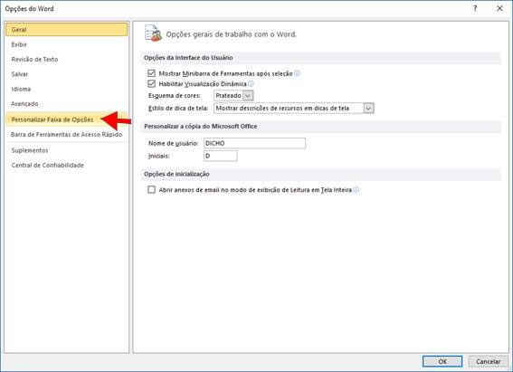 Personalizar Faixa de Opções no Word 2010