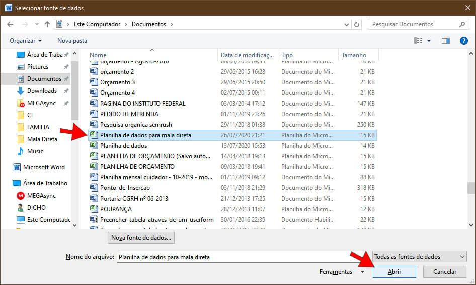abrir planilha de dados para mala direta abrir planilha de dados para mala direta