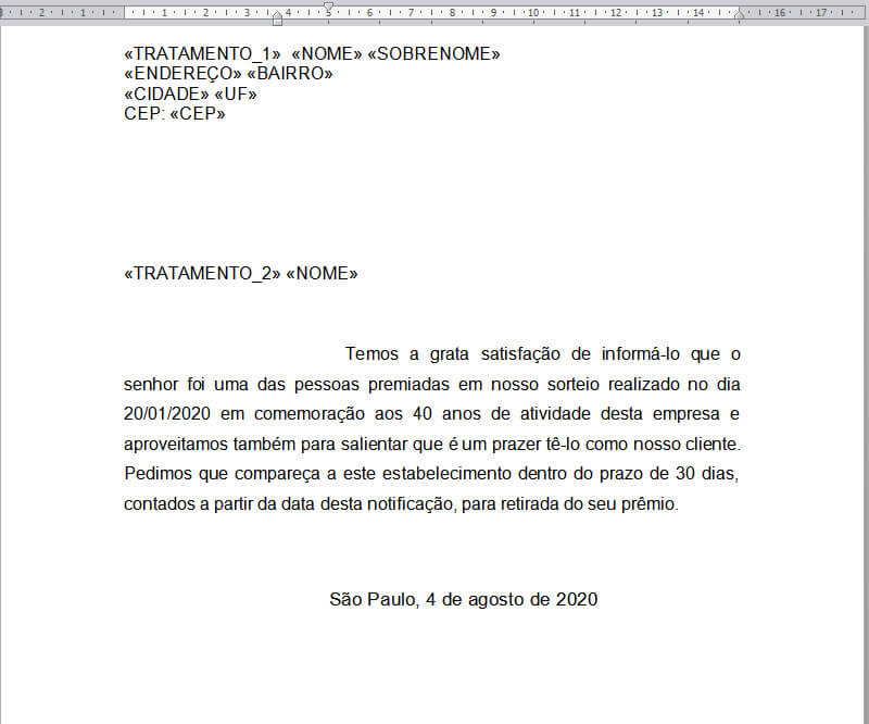 carta concluída carta concluída