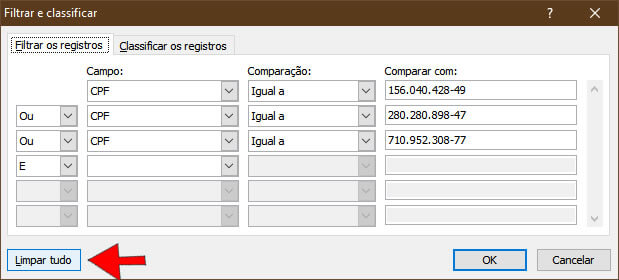 Limpar Filtros Limpar Filtros