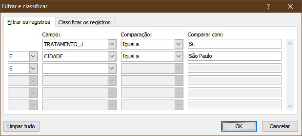 critérios de filtros critérios de filtros