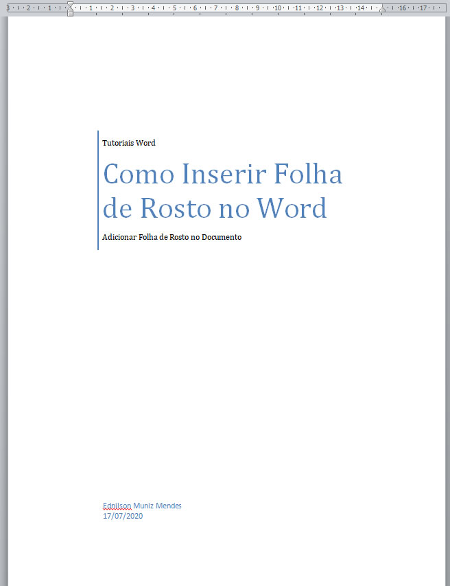 Modelo de Folha de Rosto Editada