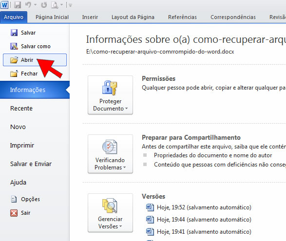 Abrir Novo Documento Abrir Novo Documento
