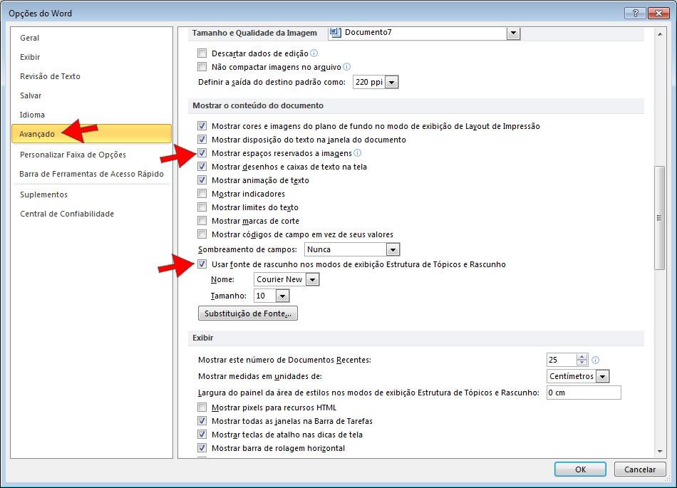 Caixa de Diálogo Opções do Word Caixa de diálogo Opções do Word