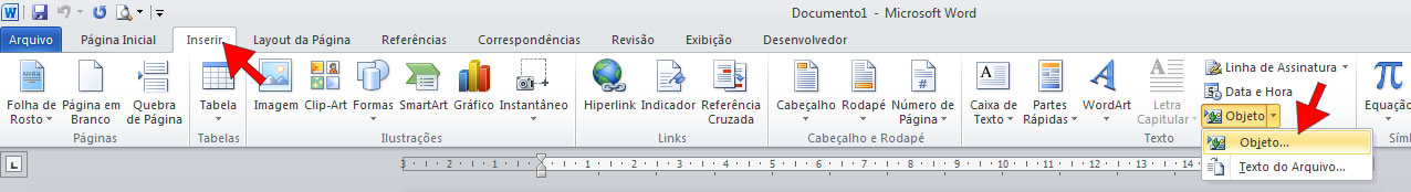 Inserir Objeto Inserir Objeto