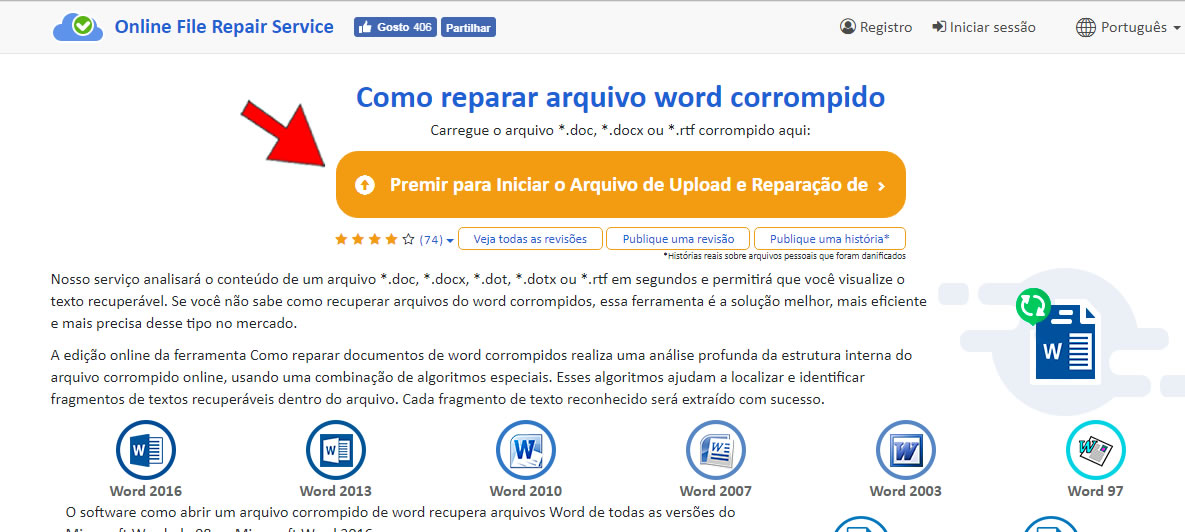 Recuperar arquivo corrompido online Recuperar arquivo corrompido Online