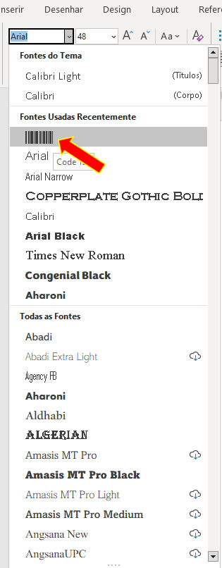 Fonte Code 128 Fonte Code 128