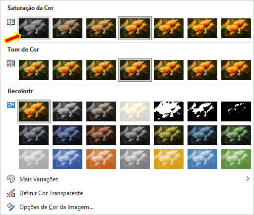 Saturação da imagem Saturação da imagem