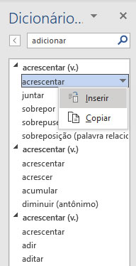 Inserir Sinônimo Inserir Sinônimo