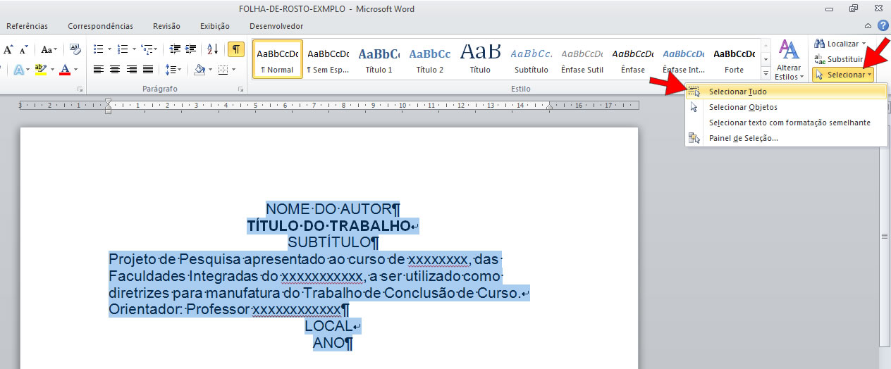 Selecionar Tudo Selecionar tudo