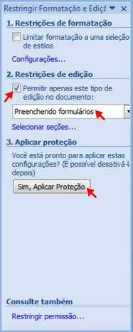 Restringir Formatação e Edição Restringir Formatação e Edição