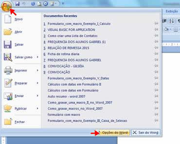 Opções do Word Opções do Word