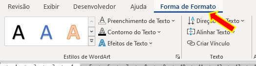 Forma do Formato WordArt