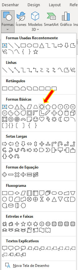 Inserir Losango Inserir Losango