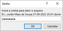 Senha de Proteção Senha de Proteção