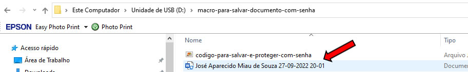 Local onde o arquivo foi salvo Local onde o arquivo foi salvo