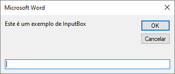 Exemplo da Função InputBox Função InputBox