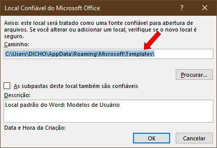 Local do Modelo Normal do Word 365 Local do Modelo Normal do Word 365