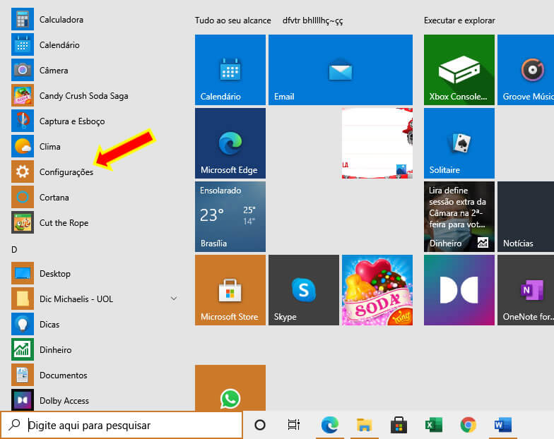 Configurações Configurações