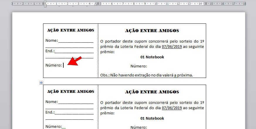 primeiro número de rifa primeiro número de rifa