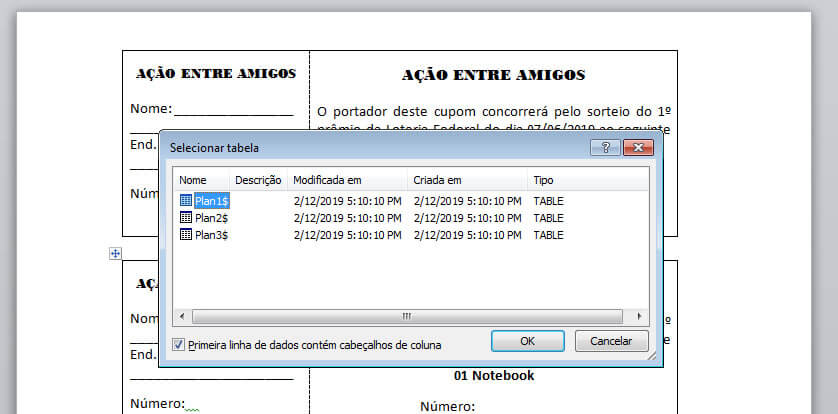 Selecionar Planilha selecionar planilha