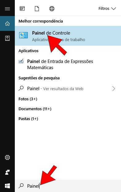 Pesquisar Painel de Controle Pesquisar Painel de Controle