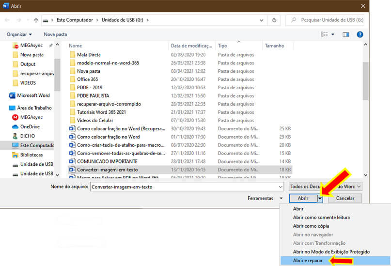 Abrir e Reparar abrir e reparar