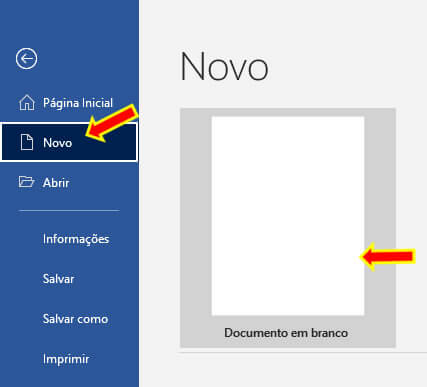 Criar Novo Documento em Branco Criar Novo Documento em Branco