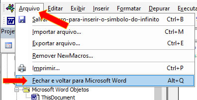Fechar e Voltar ao Word Fechar e Voltar ao Word