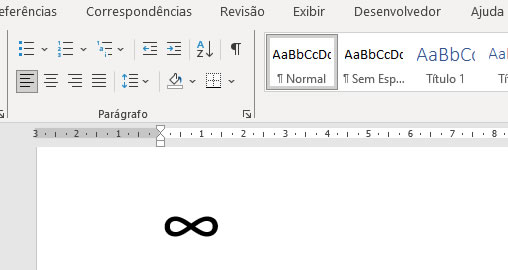 símbolo infinito no word símbolo infinito no word