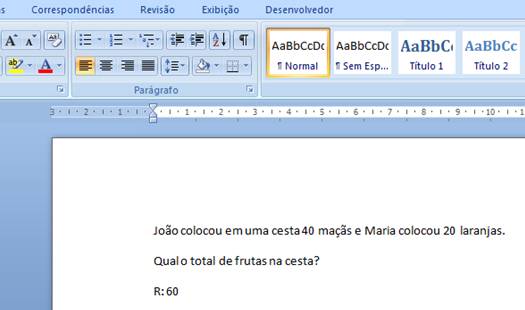 Inserir resultado da soma dos valores no documento Inserir resultado da soma dos valores no documento