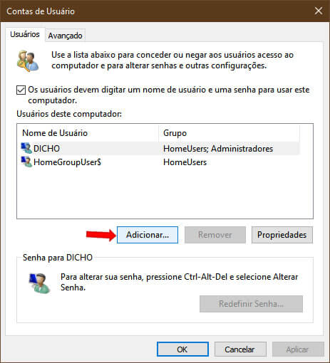 Contas de Usuário Contas de Usuário