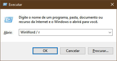 Executar Winword /r