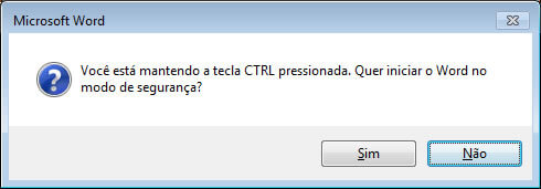 Confirmação para abrir o Word em Modo de Segurança confirmação para abrir word em modo de segurança