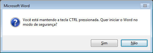 confirmação para abrir word em modo de segurança
