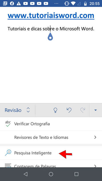 Pesquisa Inteligente no Word Mobile